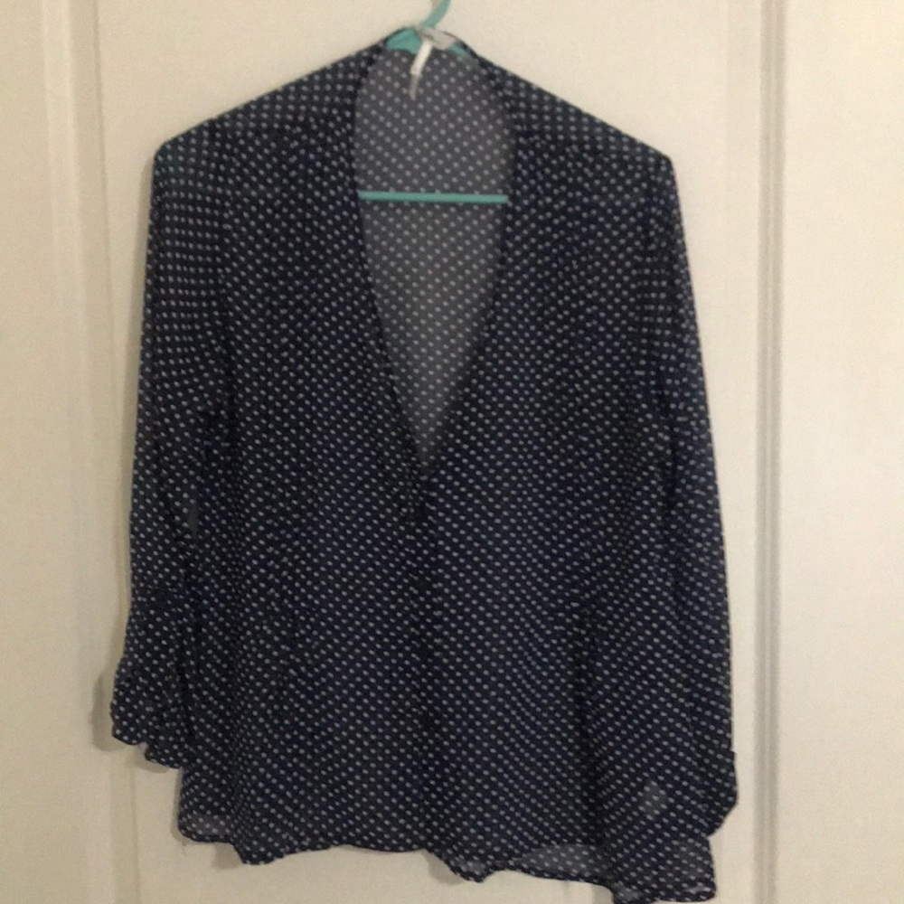 Navy polka dot top